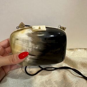 Vintage Tortoise Shell Lucite Hard Shell Purse With Detachable Strap